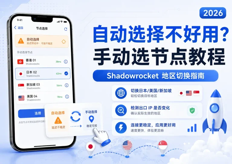 小火箭梯子自动选择节点不好用的Shadowrocket手动选节点和地区切换教程