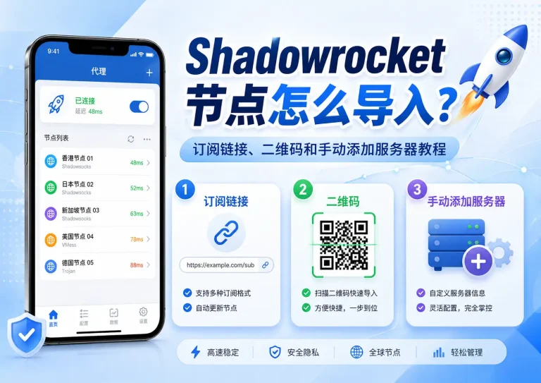 Shadowrocket节点怎么导入教程，介绍订阅链接、二维码和手动添加服务器三种方法