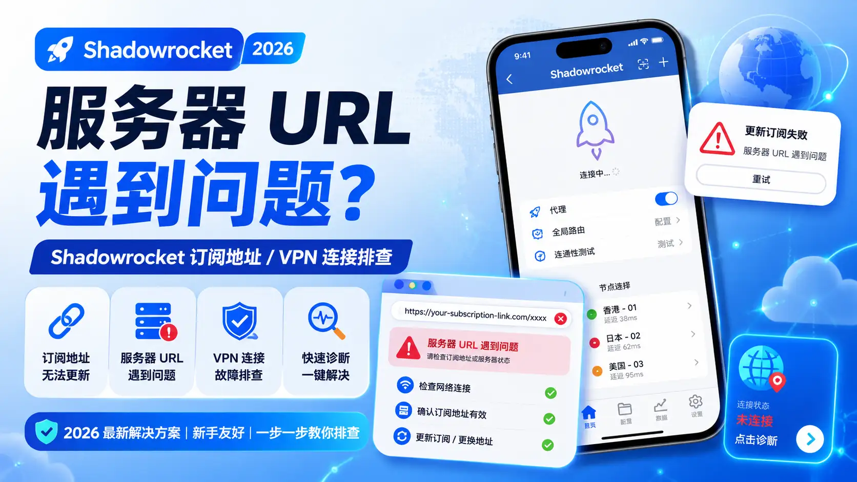 Shadowrocket 提示服务器 URL 遇到问题、订阅地址更新失败和 VPN 连接排查教程